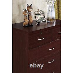 Hodedah HI70DR 48 7 Drawer Wooden Jumbo Dresser Chest with 2 Top Locks, Mahogany