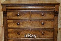 Huge 19th Century Victorian Light Flamed Mahogany Chest Of Drawers Hidden Drawer
