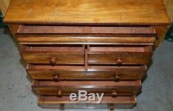 Huge 19th Century Victorian Light Flamed Mahogany Chest Of Drawers Hidden Drawer