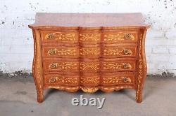 Italian Inlaid Marquetry Mahogany Four-Drawer Chest of Drawers or Commode