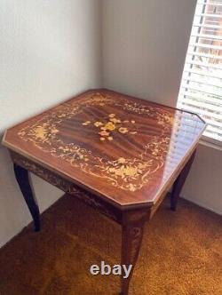 Italian Marquetry Burlwood and Mahogany Convertible Game Table Chest