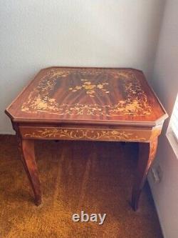 Italian Marquetry Burlwood and Mahogany Convertible Game Table Chest