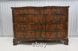 John Widdicomb Flame Mahogany Serpentine 4 Drawer Chest- Refurbished