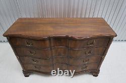 John Widdicomb Flame Mahogany Serpentine 4 Drawer Chest- Refurbished