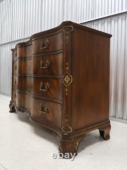 John Widdicomb Flame Mahogany Serpentine 4 Drawer Chest- Refurbished