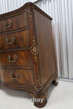 John Widdicomb Flame Mahogany Serpentine 4 Drawer Chest- Refurbished