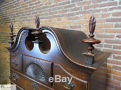 KINDEL Oxford Mahogany Chippendale Flamed Finial High Boy Chest