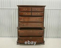 Kincaid Mahogany Chippendale Style 6 Drawer Chest on Chest # 6-48-115