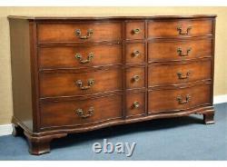 Kindel Furniture Chippendale Mahogany Bow Front Triple Chest of Drawers