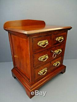 LATE 19th C ENGLISH VICTORIAN MINIATURE CHEST OF MAHOGANY DRAWERS, c 1880-1901