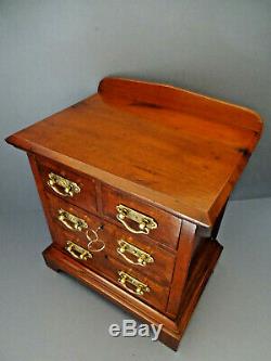LATE 19th C ENGLISH VICTORIAN MINIATURE CHEST OF MAHOGANY DRAWERS, c 1880-1901