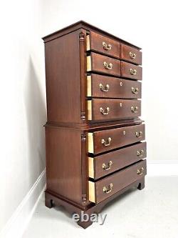 LEXINGTON Banded Mahogany Chippendale Chest on Chest