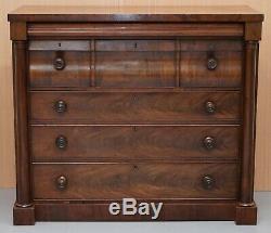 Large 19th Century Victorian Flamed Mahogany Chest Of Drawers Stunning Timber
