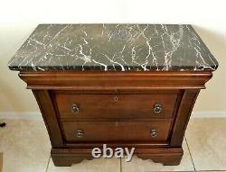 Large 36 Laura Ashley Mahogany Wood Marble Top Chest of Drawers Nightstand