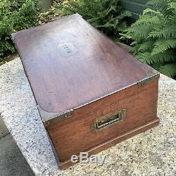 Large Victorian Military Campaign Chest -Mahogany Brass Fittings 61 x 32 x 20cm
