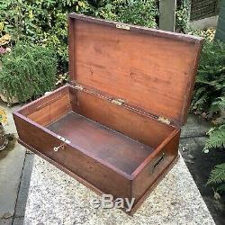 Large Victorian Military Campaign Chest -Mahogany Brass Fittings 61 x 32 x 20cm