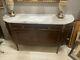 Louis XVI French Jansen Style Mahogany Demilune Sideboard Server Marble Top