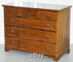 Lovely Circa 1800 Georgian Mahogany Chest Of Drawers Three Over Three Formation