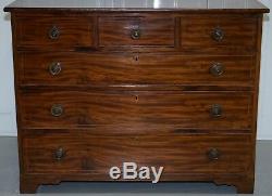 Lovely Circa 1800 Georgian Mahogany Chest Of Drawers Three Over Three Formation