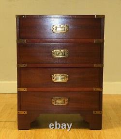 Lovely & Good Condition Military Mahogany Campaign Bedside Chest Of Drawers
