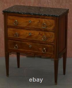 Lovely Neoclassical Cuban Mahogany Marble Topped Side Tables Chest Of Drawers