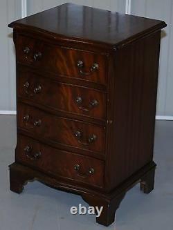 Lovely Sized Flamed Mahogany Veneer Side Table Bank / Chest Of Drawers Campaign