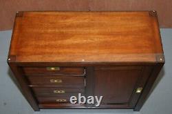 Lovely Vintage Military Campaign Style Sideboard With Chest Of Drawers Built In