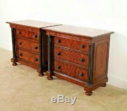 MAGNIFICENT Pair Hickory White Flame Mahogany EMPIRE Bedside Chairside Chests