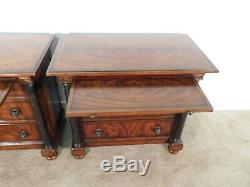 MAGNIFICENT Pair Hickory White Flame Mahogany EMPIRE Bedside Chairside Chests