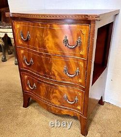 Magnificent Antique Flame Mahogany Serpentine Nightstand Chest Table