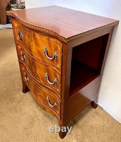 Magnificent Antique Flame Mahogany Serpentine Nightstand Chest Table
