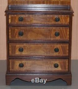 Mahogany Bevan Funnell Desk Bureau Chest Of Drawers Drop Front Green Leather