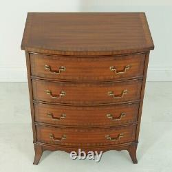 Mahogany Bow Front Chest of Drawers 4 drawer dresser with Brass Handles