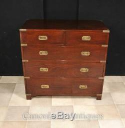 Mahogany Campaign Chest of Drawers Colonial Furniture