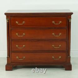 Mahogany Empire Chest of Drawers 4 drawer dresser with Brass Handles