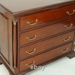 Mahogany Empire Chest of Drawers 4 drawer dresser with Brass Handles