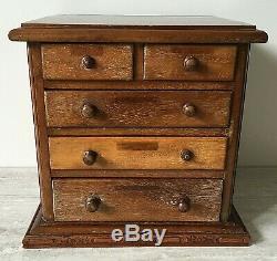 Mahogany Five Drawer Collectors Chest Table Top Chest of Drawers