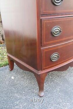 Mahogany Serpentine Front Inlay Tall Chest of Drawers by Williamsport 2736