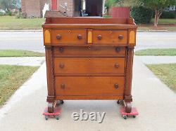 Mahogany and Maple Empire 3 over 2 drawer Chest 19th Century