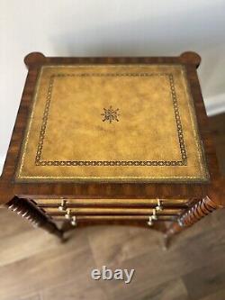 Maitland Smith 3 Drawer Leather & Mahogany Side Table or Chest
