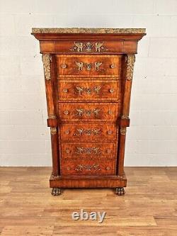 Maitland Smith French Empire Mahogany Semanier Chest Of Drawers with Marble Top