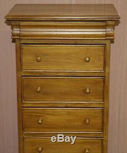 Matching Pair Of 130cm Tall Light Mahogany Tallboy Chests Of Drawers Part Suite