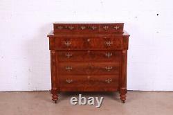 Mid 19th Century Antique American Empire Flame Mahogany Dresser Chest
