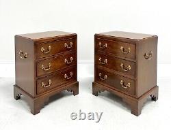Mid 20th Century Inlaid Banded Mahogany Diminutive Bedside Chests Pair