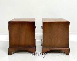 Mid 20th Century Inlaid Banded Mahogany Diminutive Bedside Chests Pair