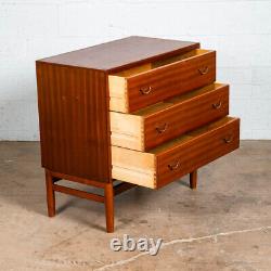Mid Century Danish Modern Dresser Chest of Drawers 3 Brass Vintage Mahogany NM