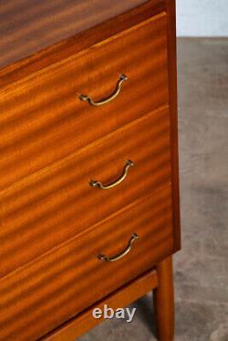 Mid Century Danish Modern Dresser Chest of Drawers 3 Brass Vintage Mahogany NM