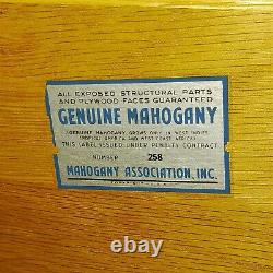 Mid Century Mahogany Chest of Drawers Cream/Yellow Blue Label Mahogany Assoc