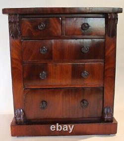 Miniature American Mahogany Classical Period (14.75tall) Chest of Drawers c1855