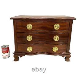 Miniature Mahogany Serpentine Three Drawer Chest with Round Brass Pulls